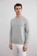 Grey Mélange Lightweight Crewneck Sweater