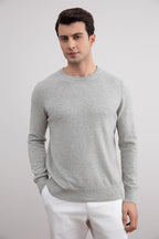 Grey Mélange Lightweight Crewneck Sweater