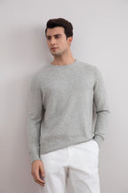 Grey Mélange Lightweight Crewneck Sweater