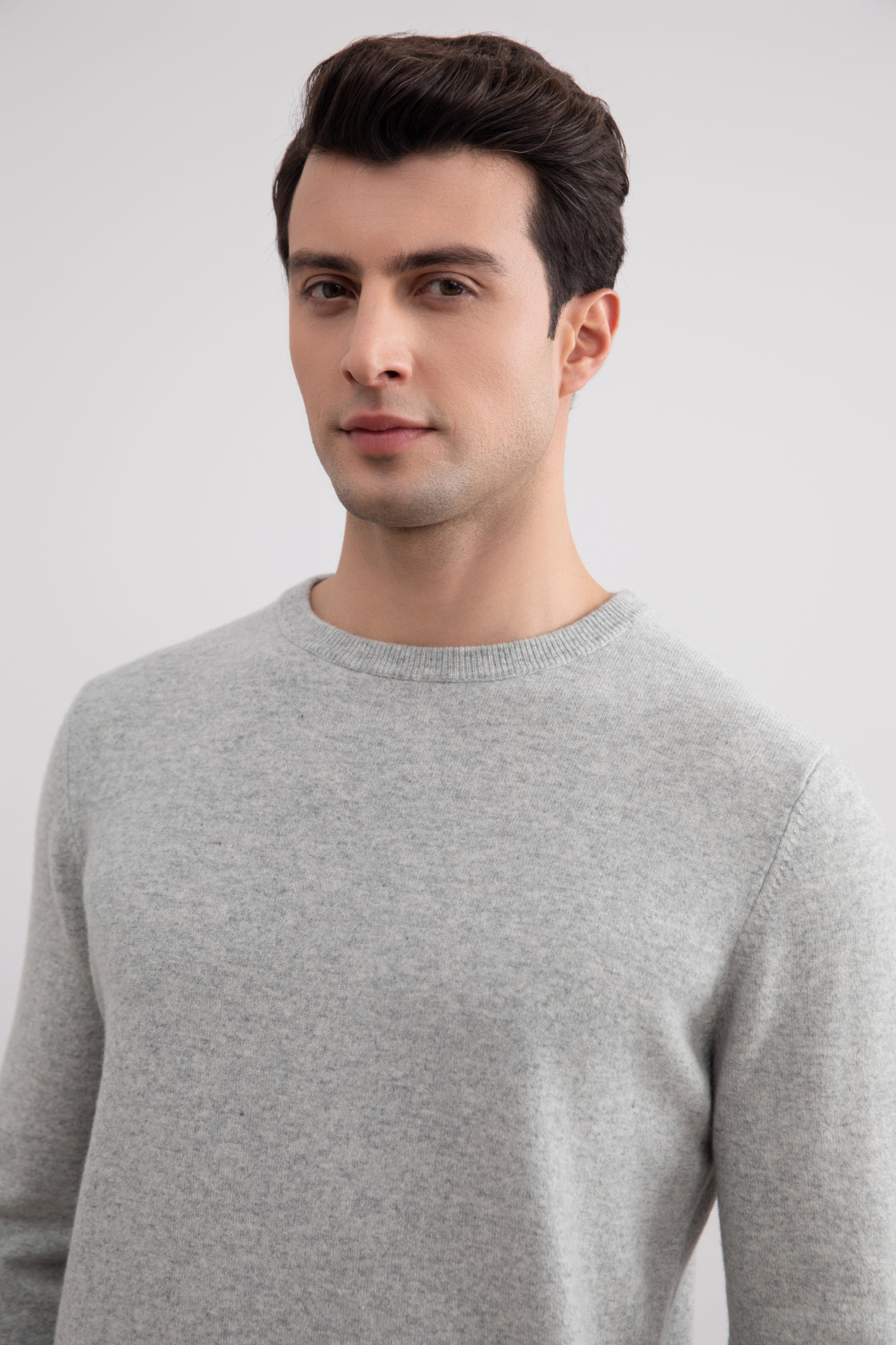 Grey Mélange Lightweight Crewneck Sweater
