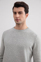Grey Mélange Lightweight Crewneck Sweater