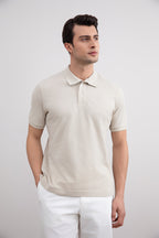 Beige Cotton-Piqué Polo Shirt