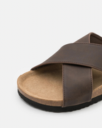 Crossover Suede Cork Sandals