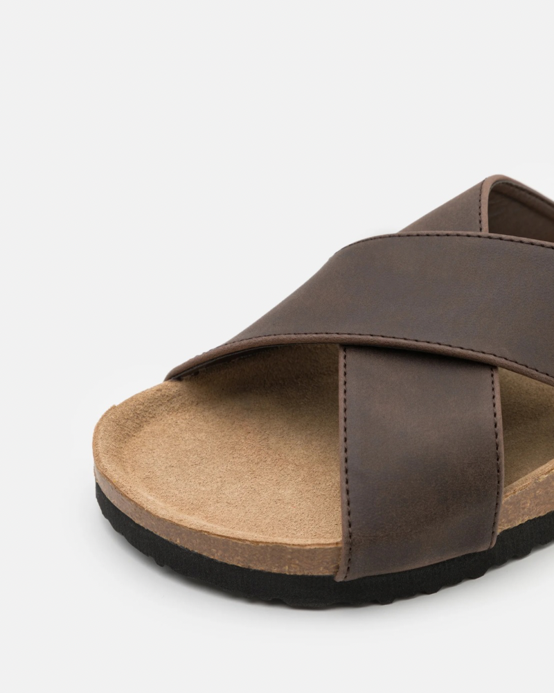 Crossover Suede Cork Sandals