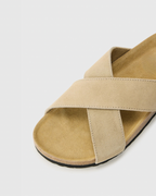 Crossover Suede Cork Sandals