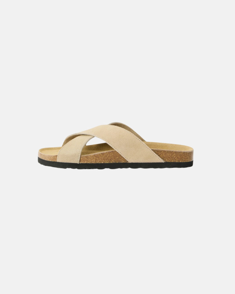 Crossover Suede Cork Sandals